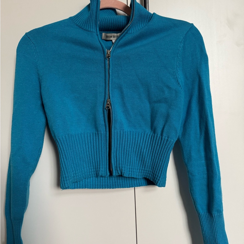 Urban Outfitters Teal Zip-Up Sweater
